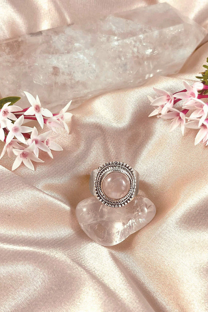 Sivalya Rose Quartz Statement Ring - Luna