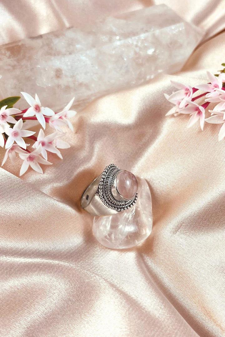 Sivalya Rose Quartz Statement Ring - Luna