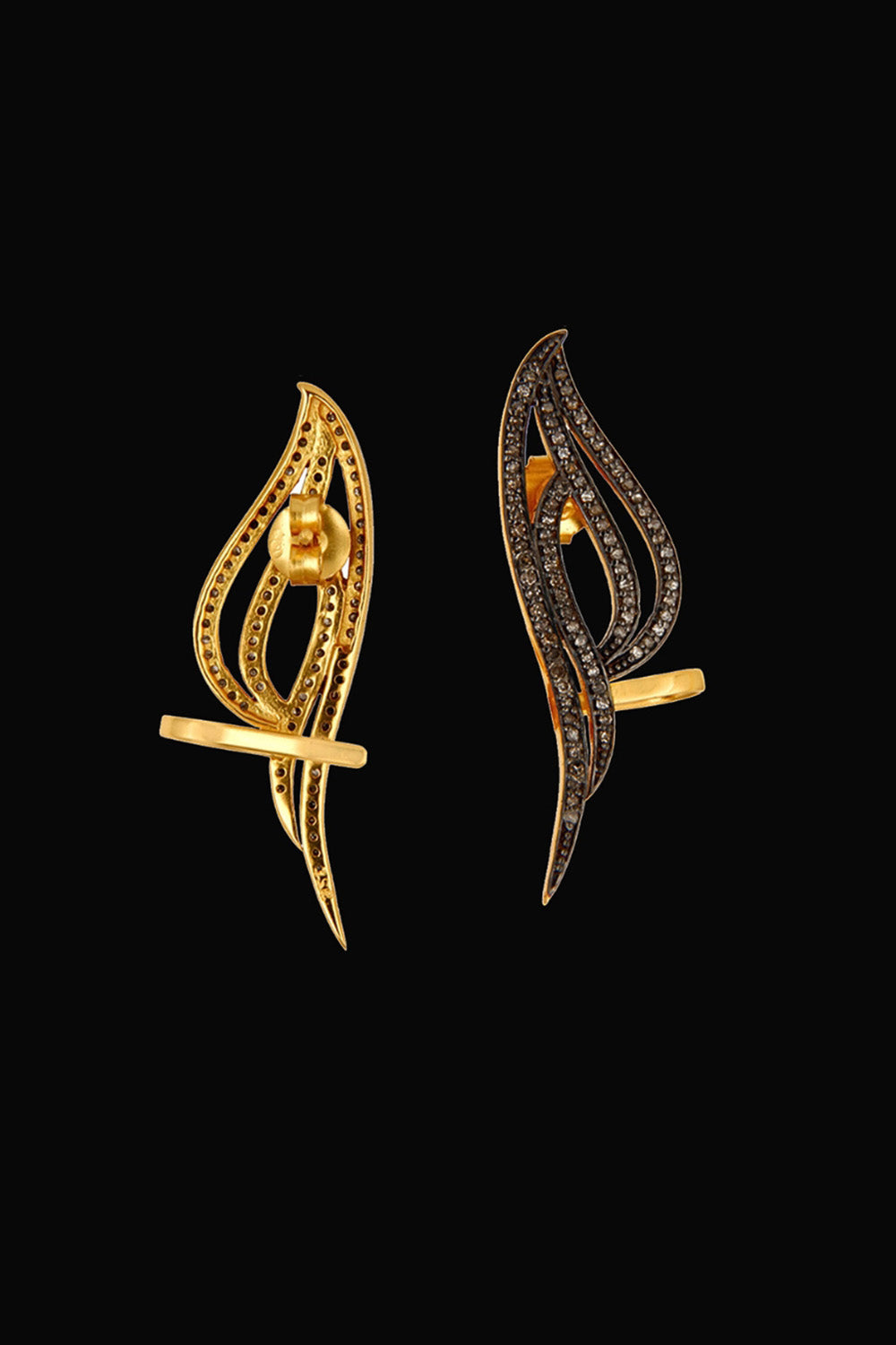 Modern Elegance Pave Diamonds Earrings Gold | Sivalya