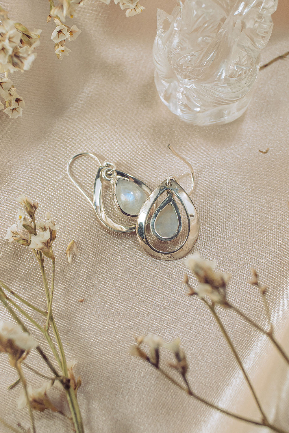 Moonstone Earrings Silver - Aura Drops