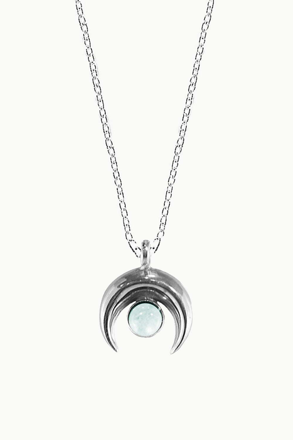 Sivalya Sterling Silver Gemstone Necklace - Crescent Moon