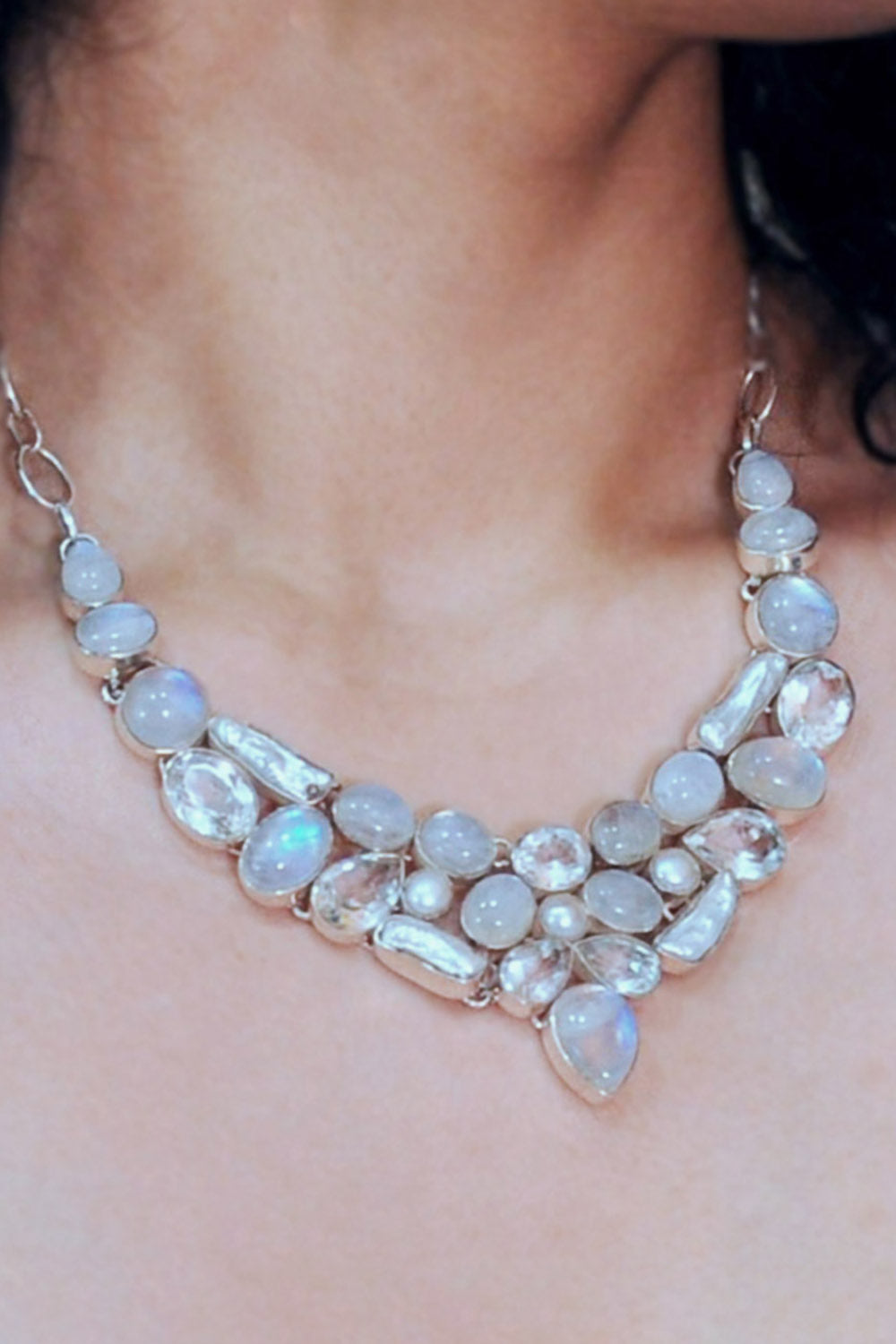 Sivalya Moonstone Statement Necklace - Multi Gemstone
