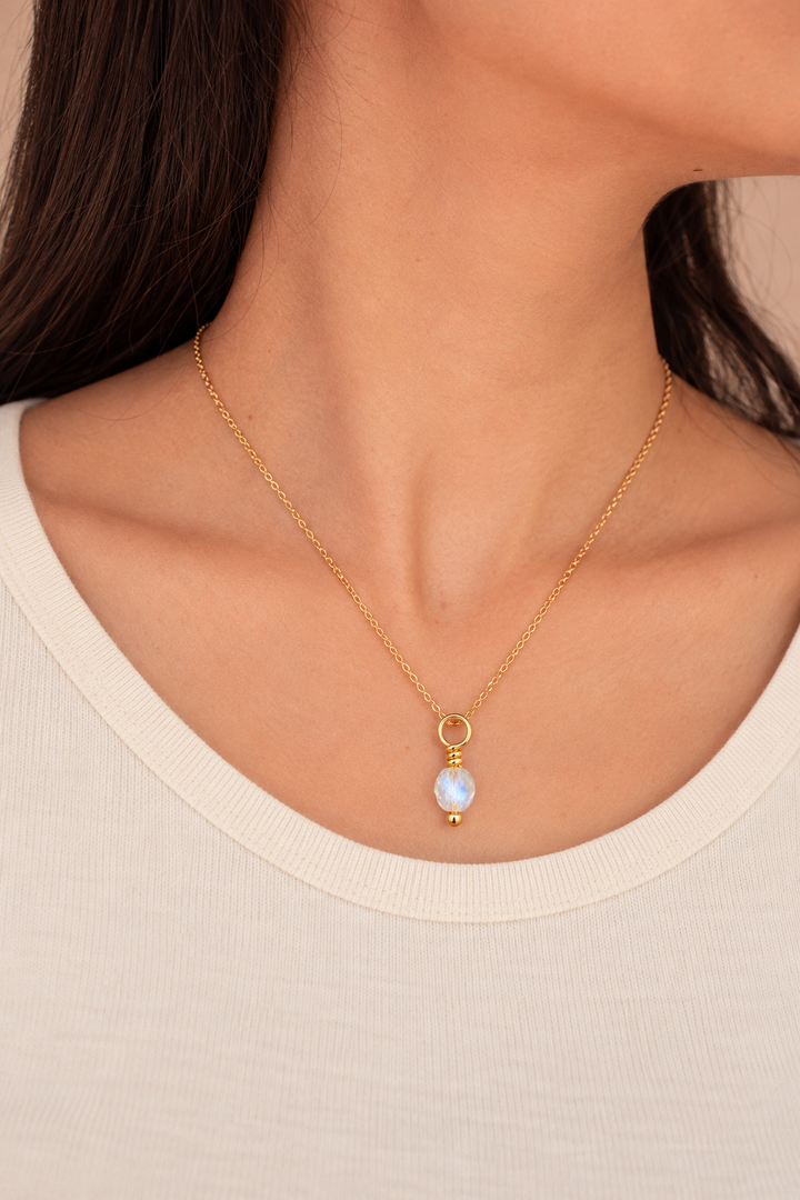 Moonstone Gemstone Drop Charm