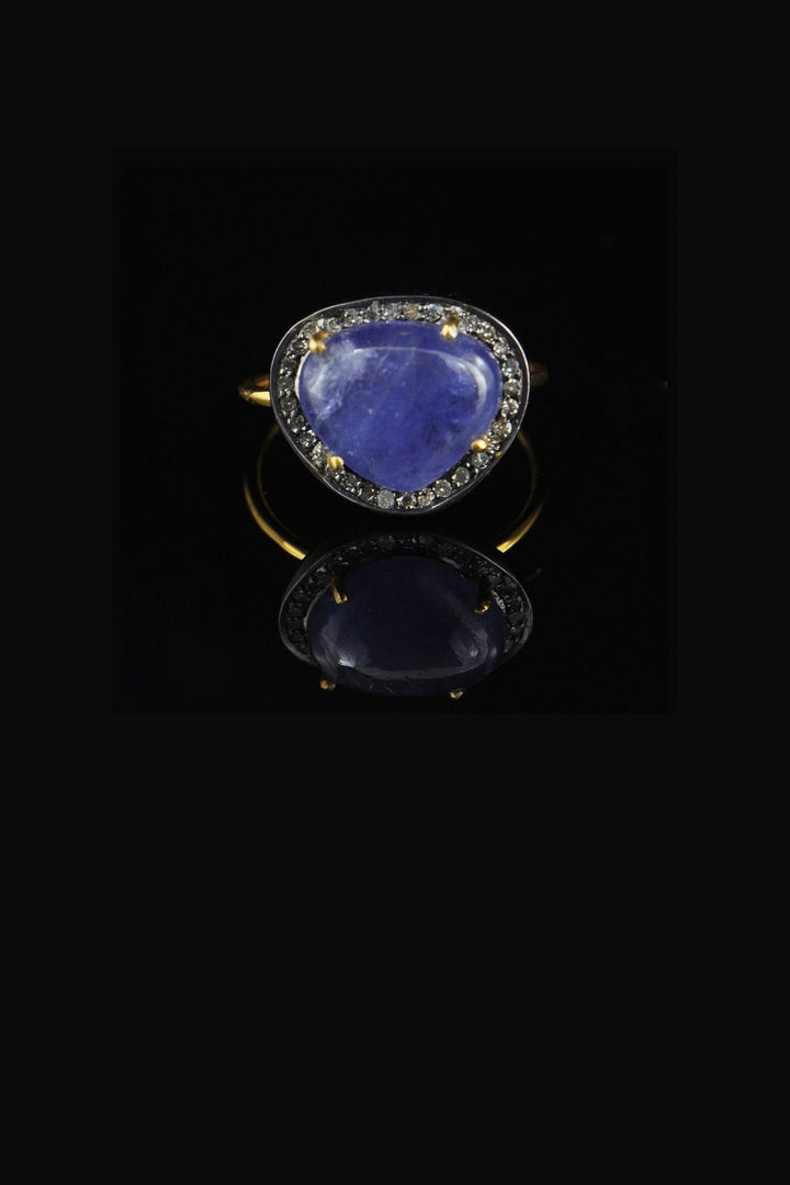 Natural Heart Tanzanite and Diamonds Ring Gold Size 7 | Sivalya