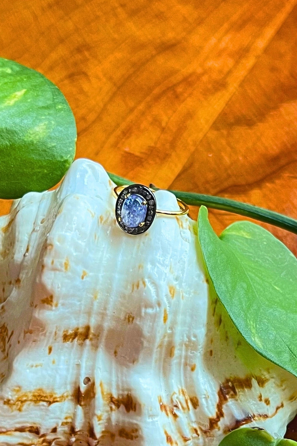 Natural Tanzanite and Diamonds Solitaire Ring Gold Size 7 | Sivalya