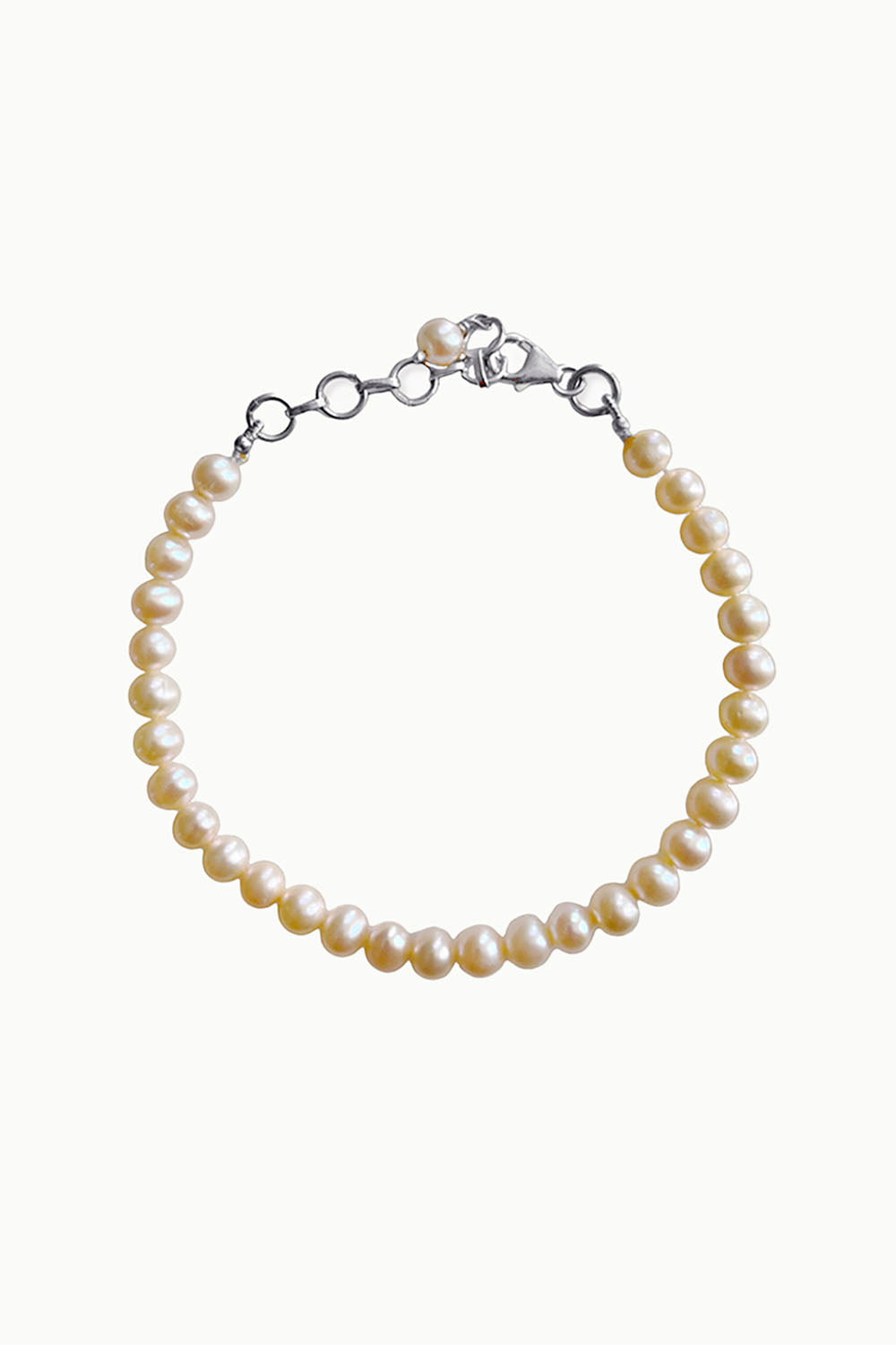 Sivalya Classic Natural Pearls Strand Bracelet in Sterling Silver - Peach