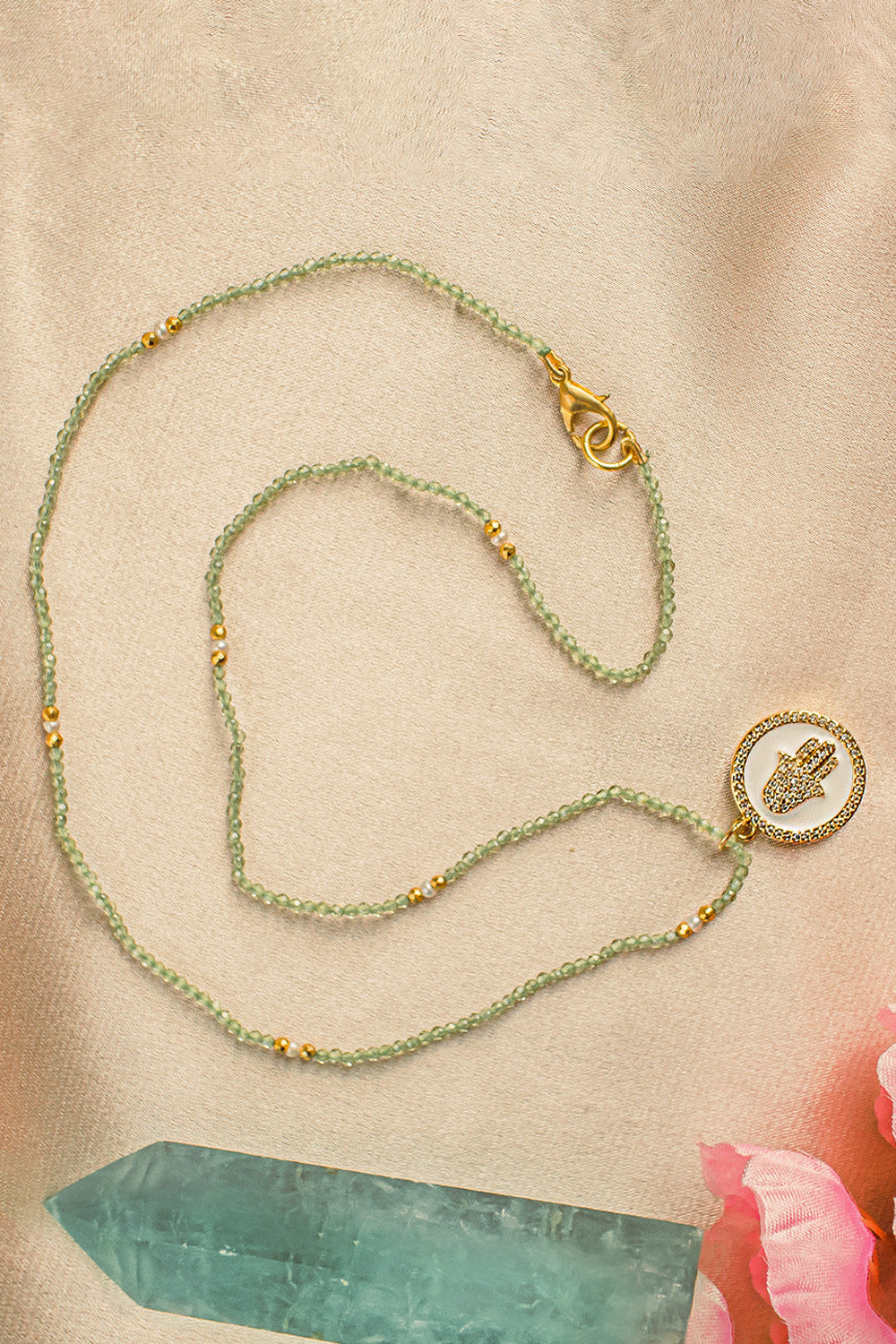 Nourishing Love Hamsa Peridot Necklace