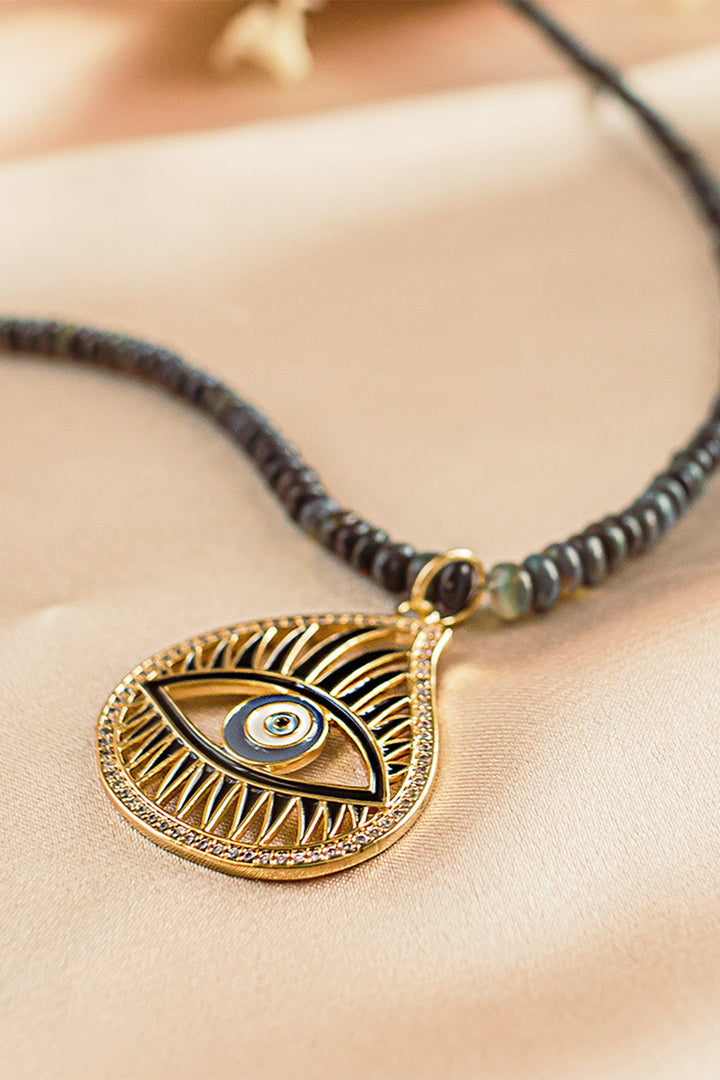 Sivalya Protective Abundance Black Opal Evil Eye Necklace