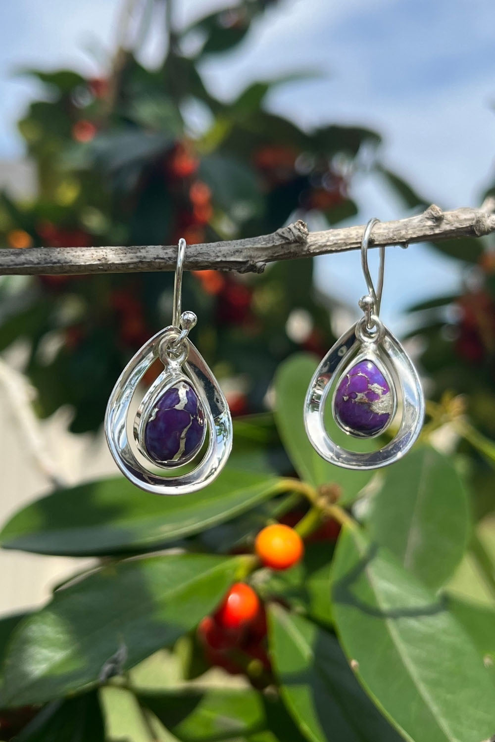 Sivalya Purple Turquoise Earrings Silver - Aura Drops