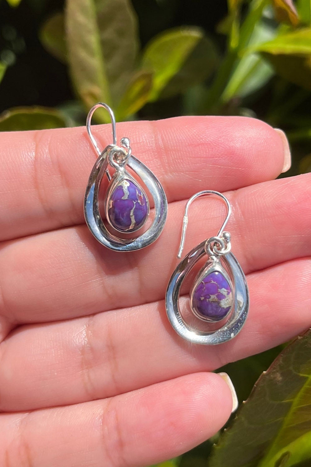 Sivalya Purple Turquoise Earrings Silver - Aura Drops