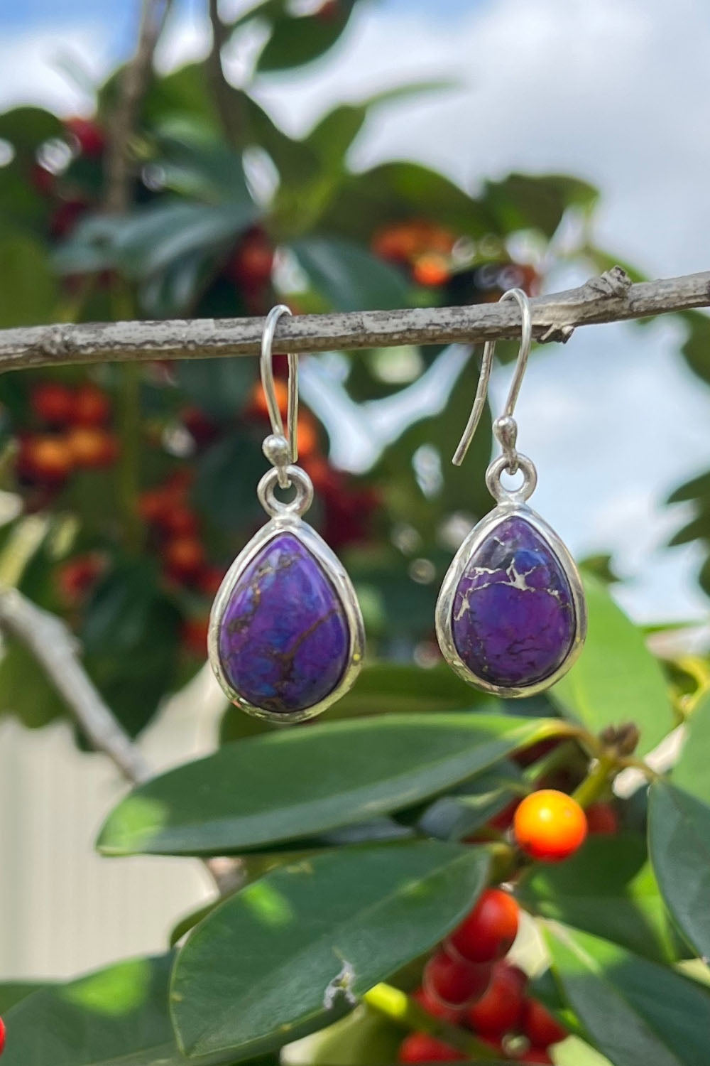 Sivalya Purple Turquoise Silver Earrings- Bliss