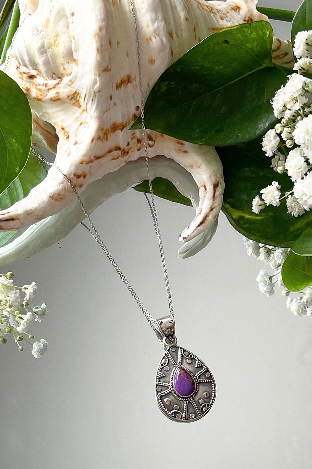 Sivalya Purple Turquoise Silver Necklace - Desert Muse