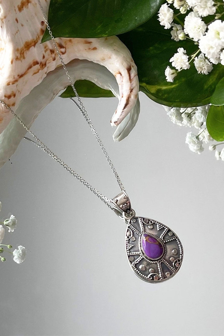 Sivalya Purple Turquoise Silver Necklace - Desert Muse