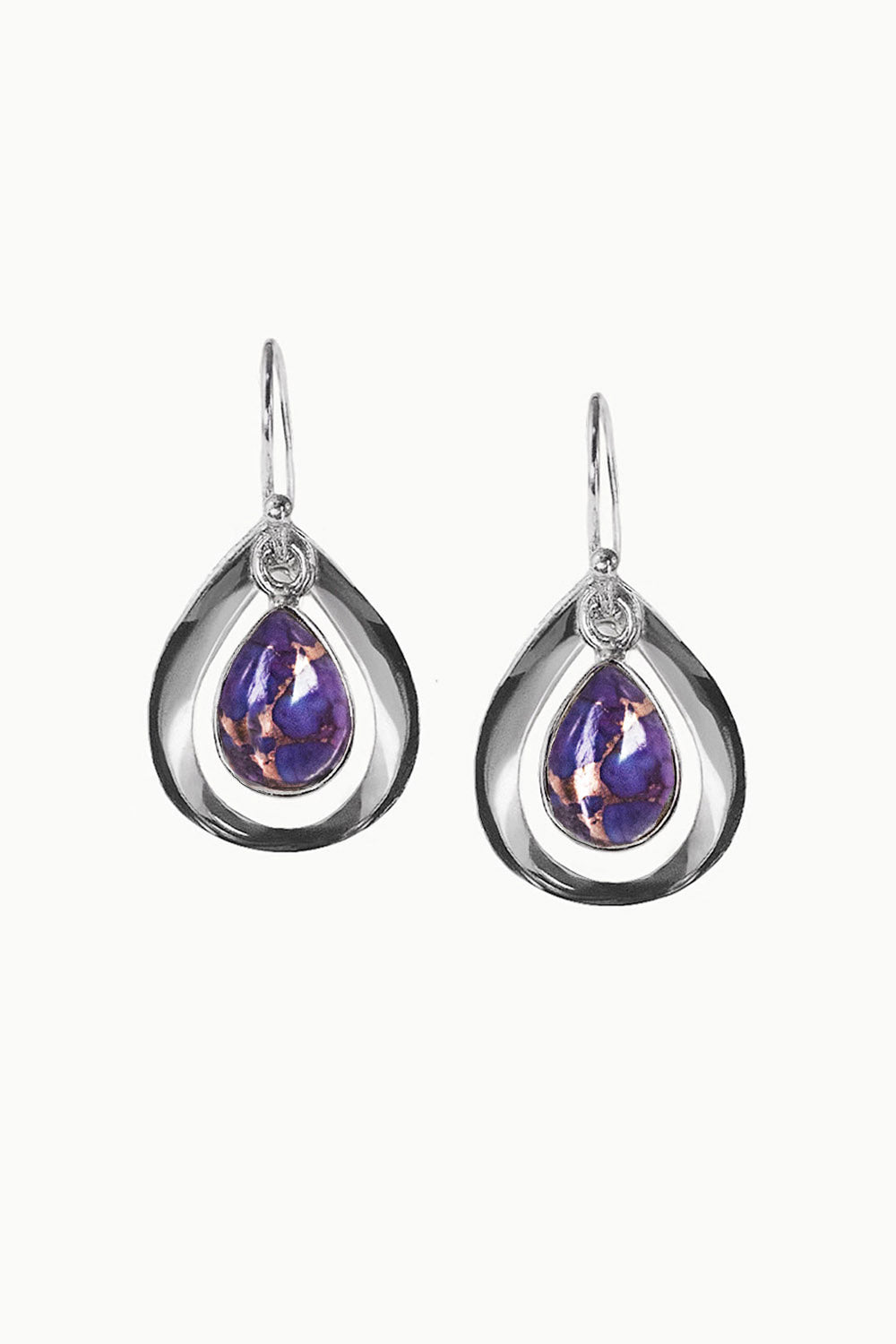 Sivalya Purple Turquoise Earrings Silver - Aura Drops