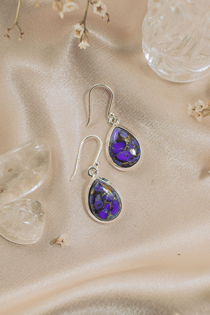 Sivalya Purple Turquoise Silver Earrings- Bliss