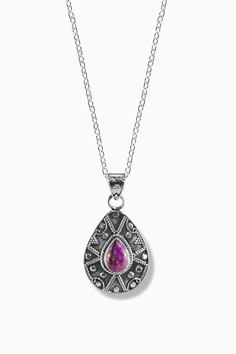 Sivalya Purple Turquoise Silver Necklace - Desert Muse