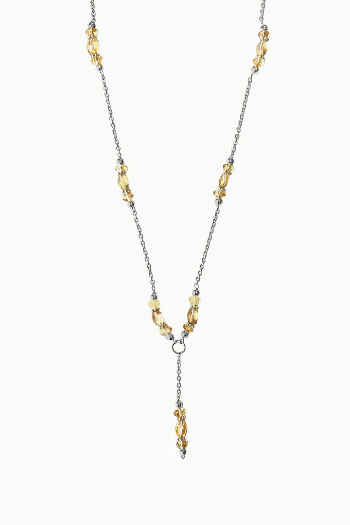 Sivalya Radiant Citrine Sterling Silver Y Drop Lariat Necklace