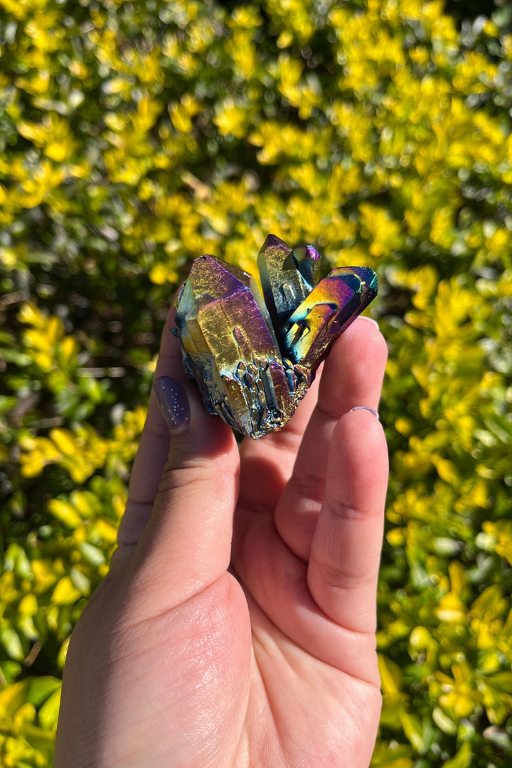 Rainbow Aura Quartz Crystal Cluster #2