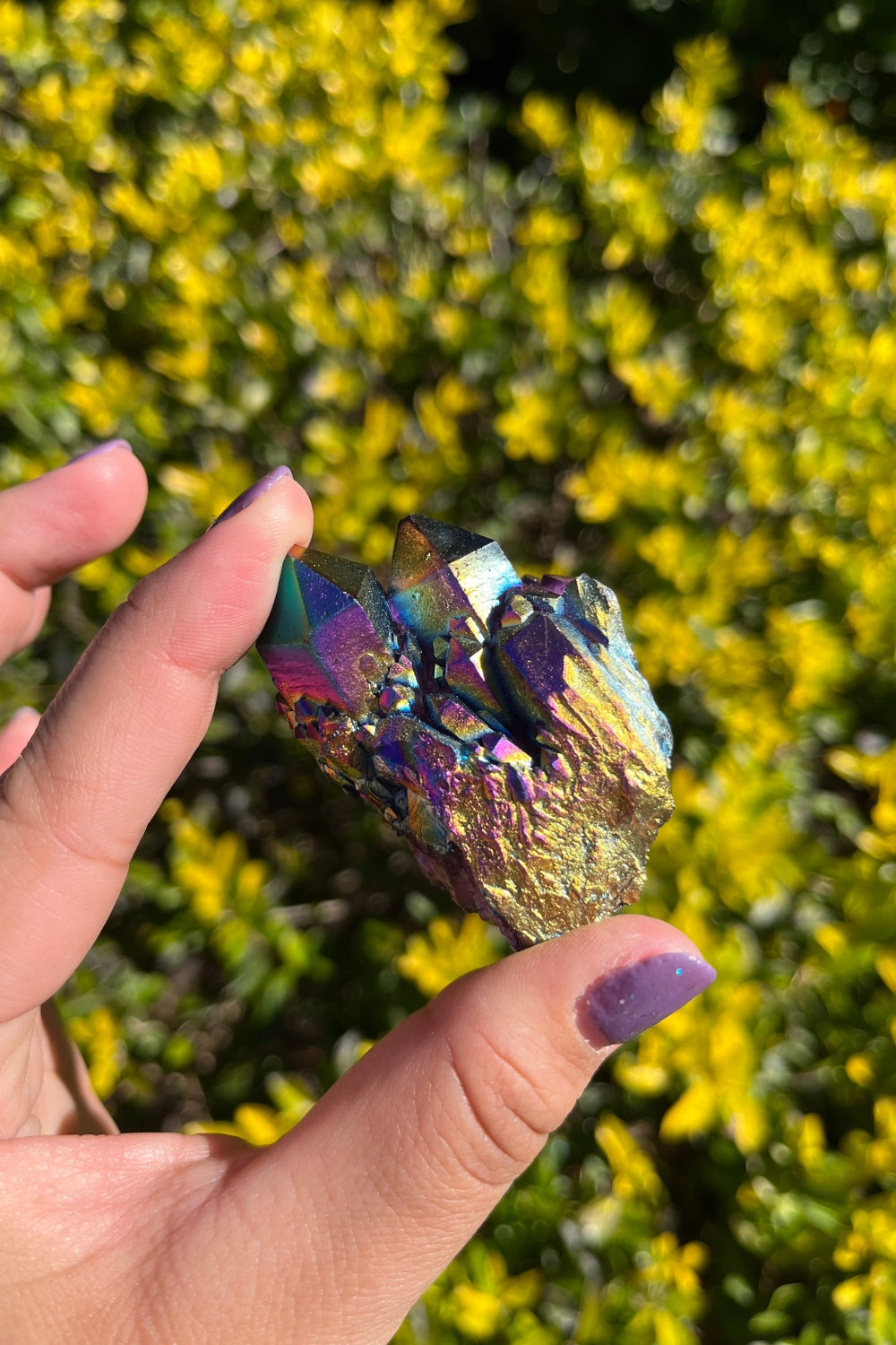 Rainbow Aura Quartz Crystal Cluster #5