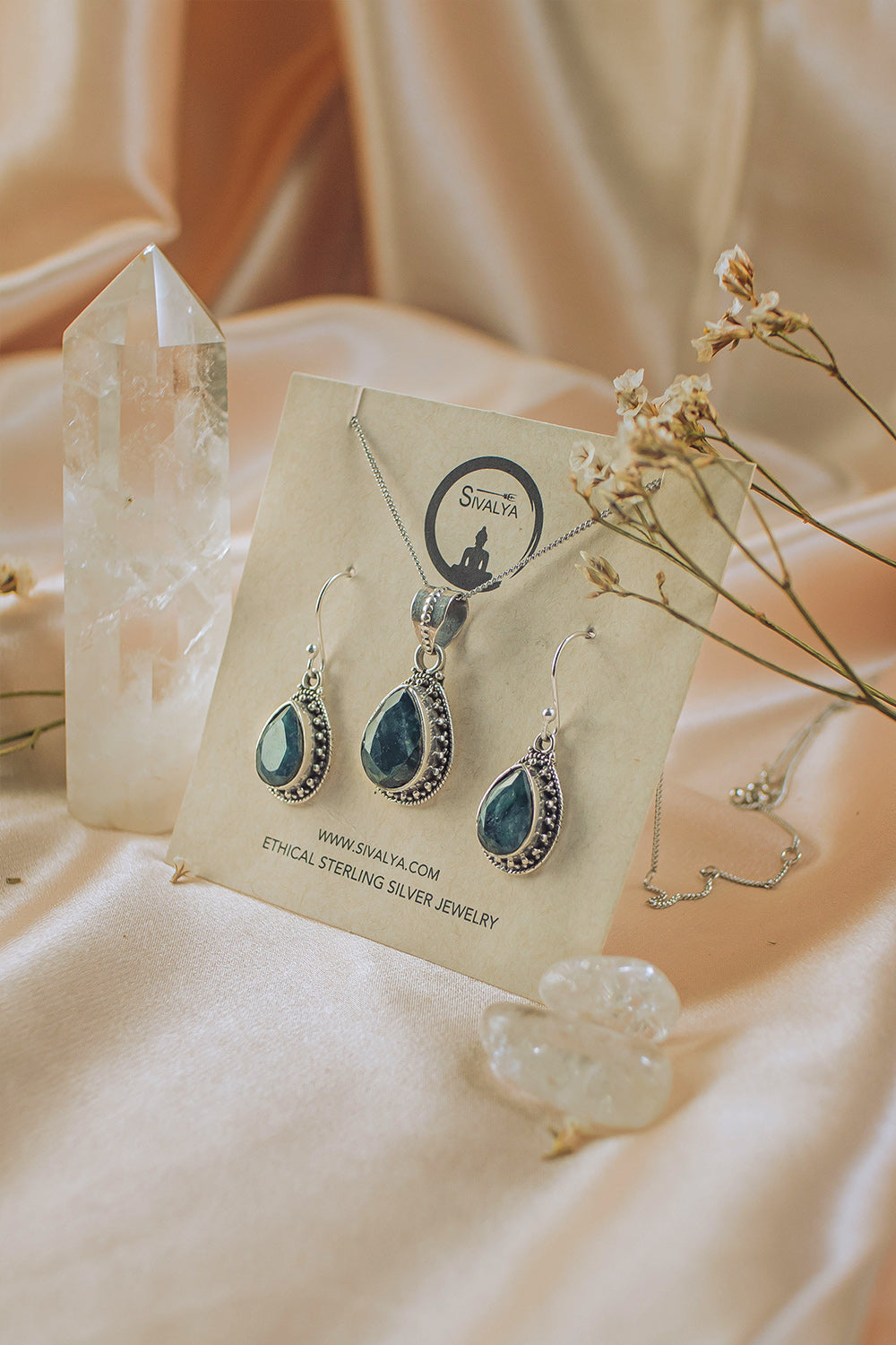Sivalya Amalfi Raw Emerald Necklace and Earring Set