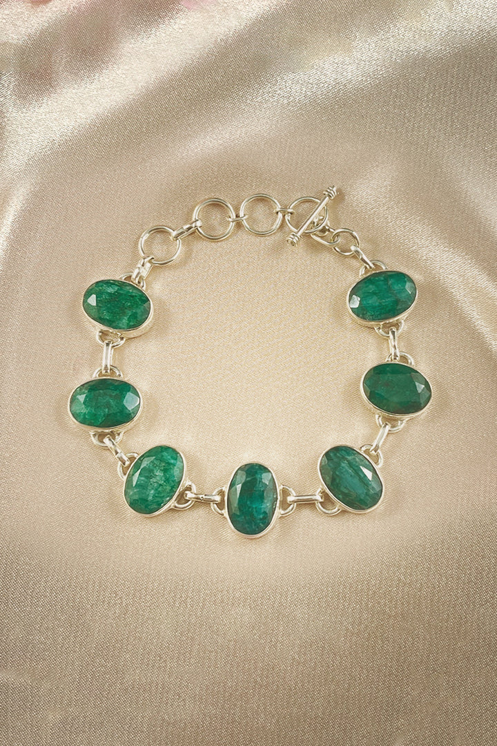 Raw Emerald Silver Bracelet - Splendor