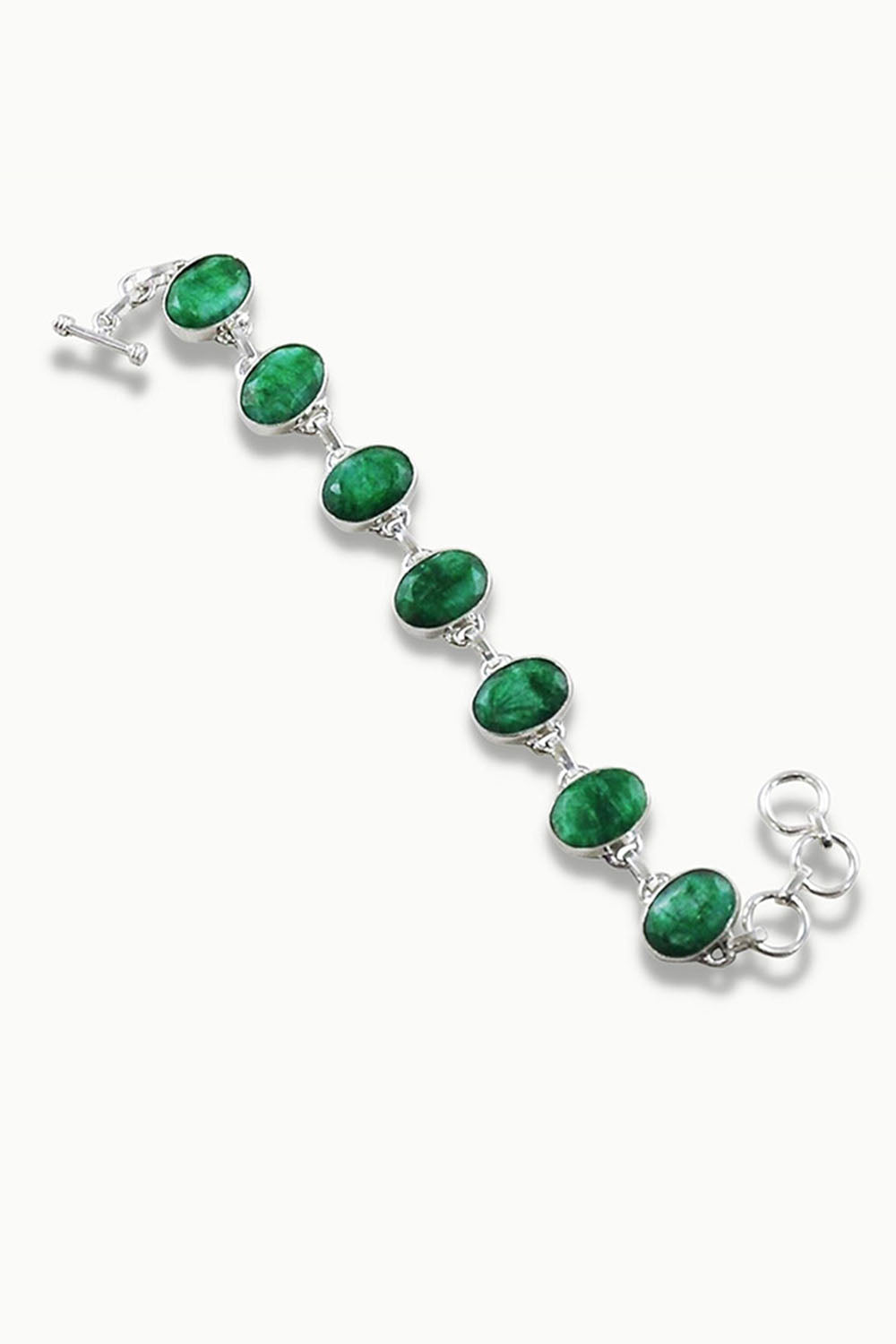 Silver Bracelet with Synthetic emerald – Aphrodite Jewelry