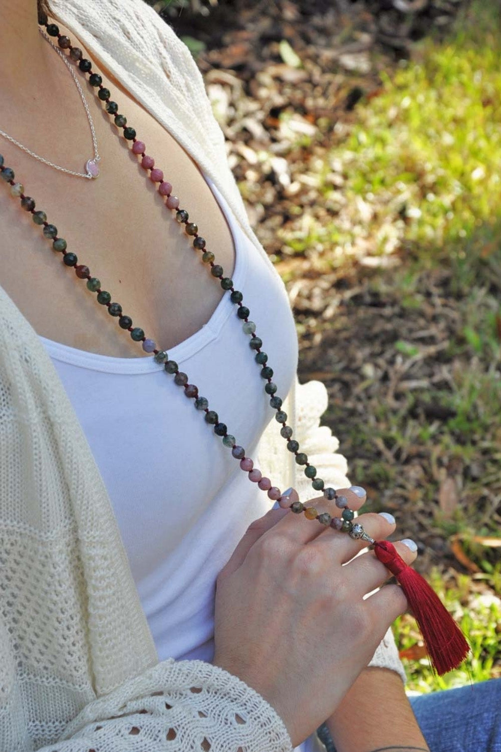 Sivalya Grounding Tranquility Fancy Jasper and Rhodochrosite Mala