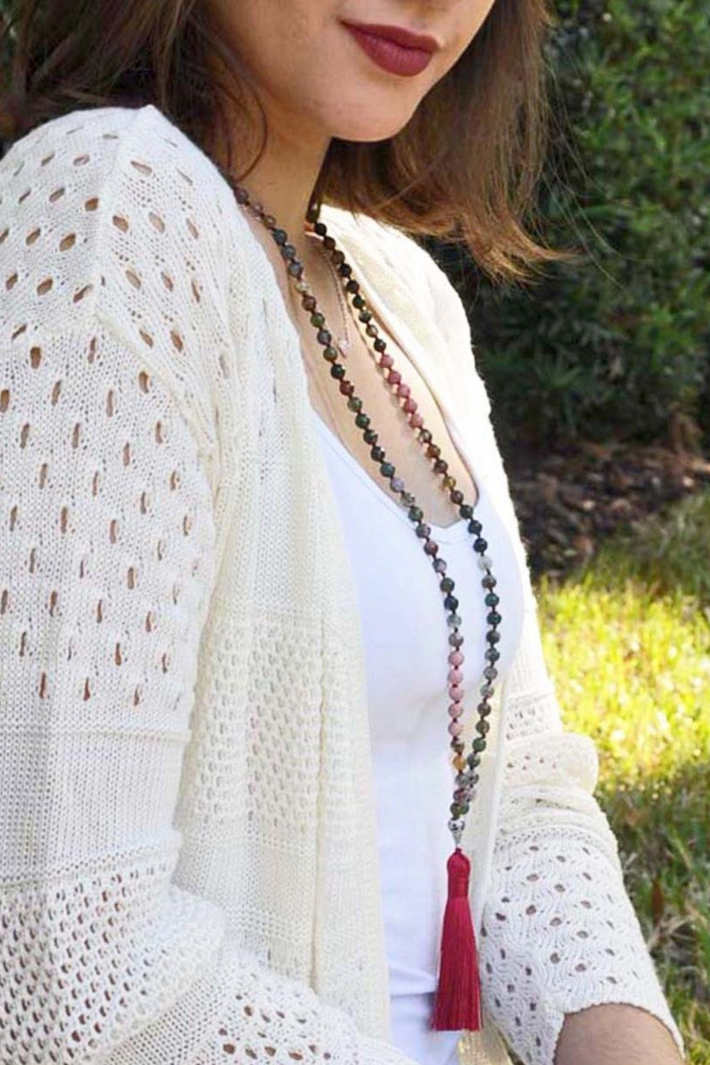 Sivalya Grounding Tranquility Fancy Jasper and Rhodochrosite Mala