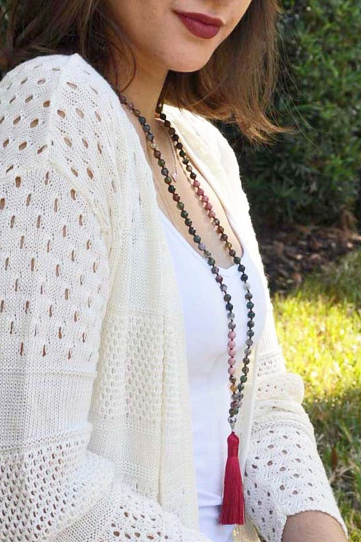 Sivalya Grounding Tranquility Fancy Jasper and Rhodochrosite Mala