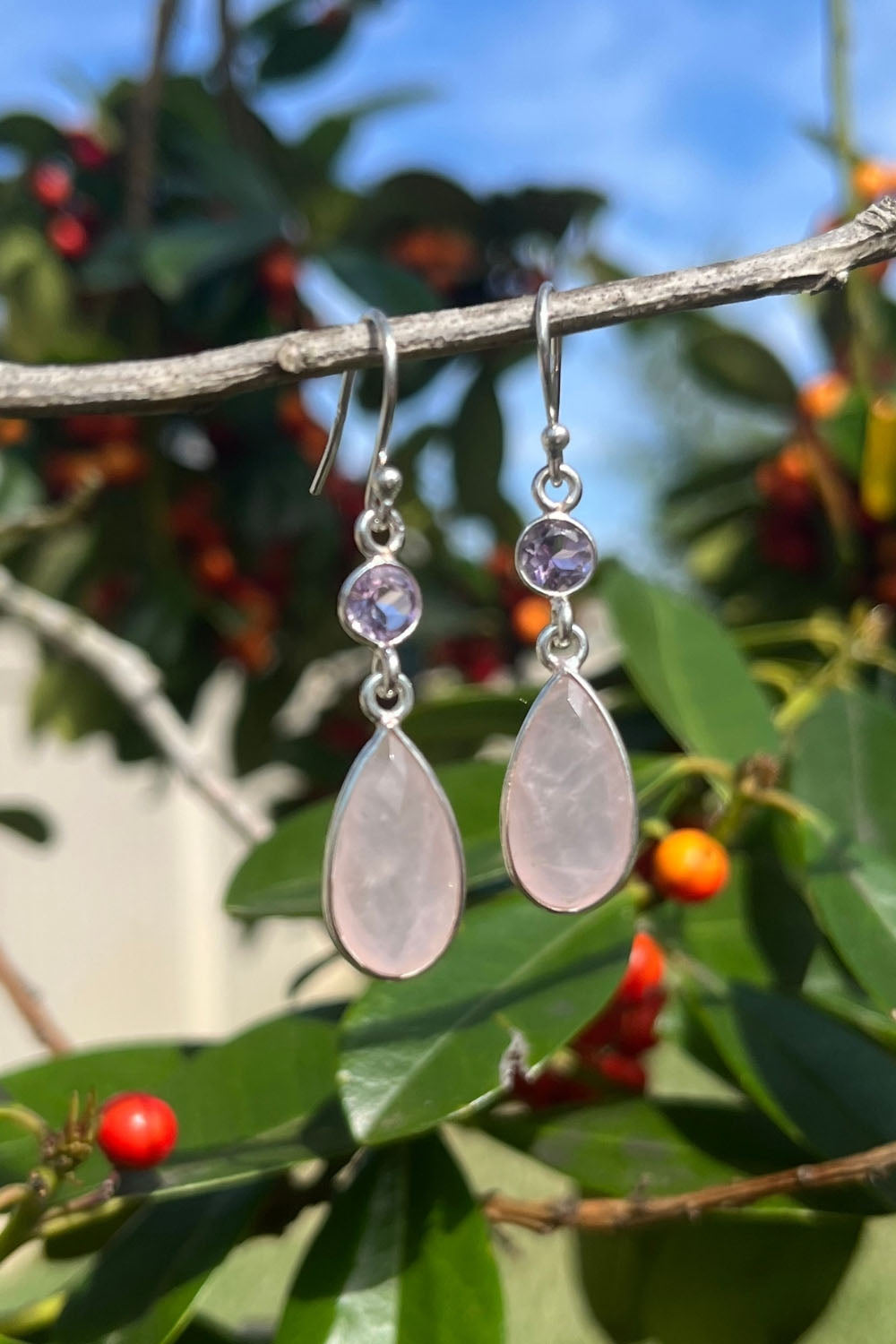 Sivalya Rose Quartz Dangle Earrings - Twilight