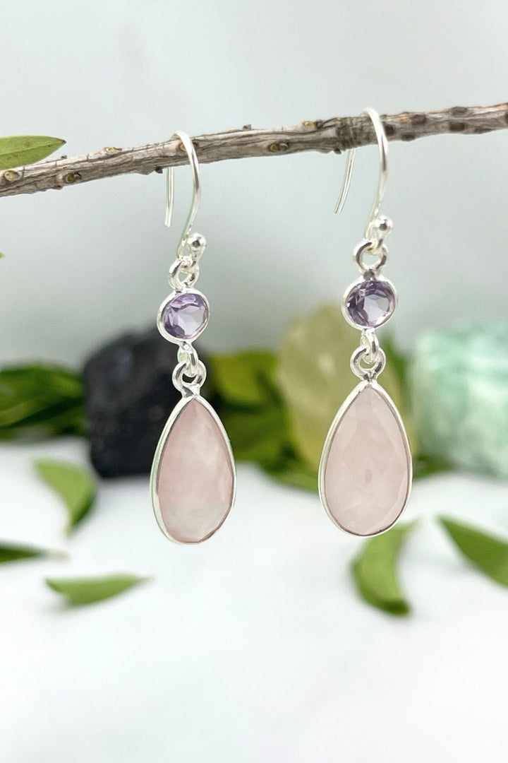 Sivalya Rose Quartz Dangle Earrings - Twilight