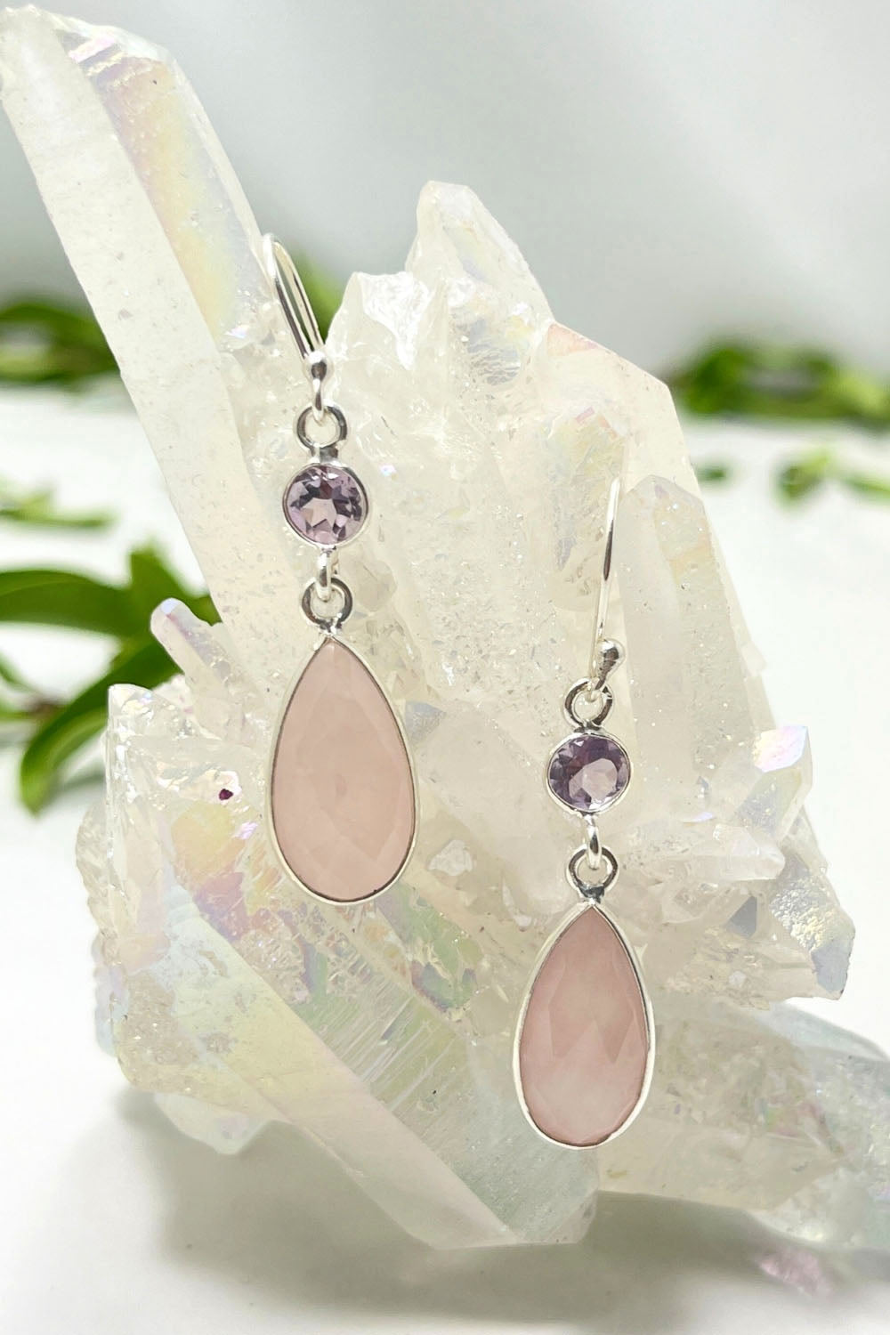 Sivalya Rose Quartz Dangle Earrings - Twilight