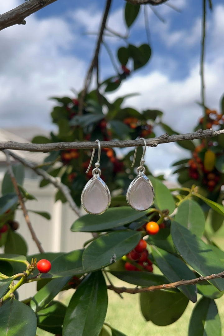 Sivalya Rose Quartz Silver Earrings- Bliss