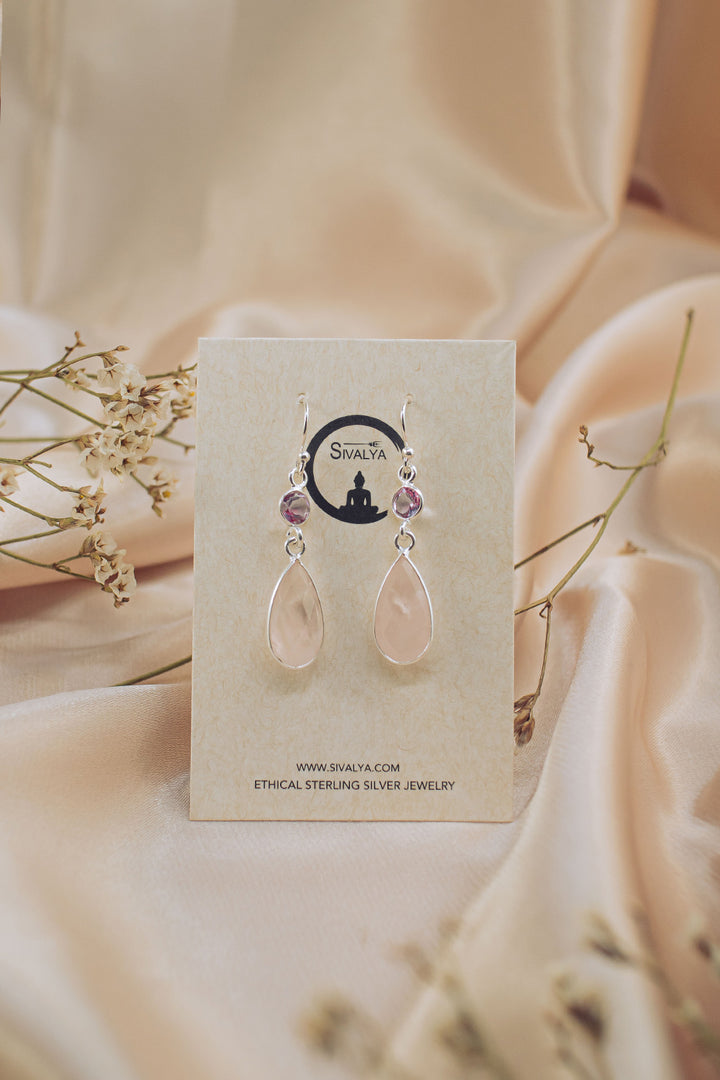 Sivalya Rose Quartz Dangle Earrings - Twilight