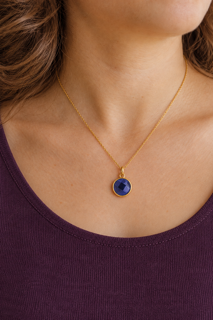 Sapphire Round Disk Charm
