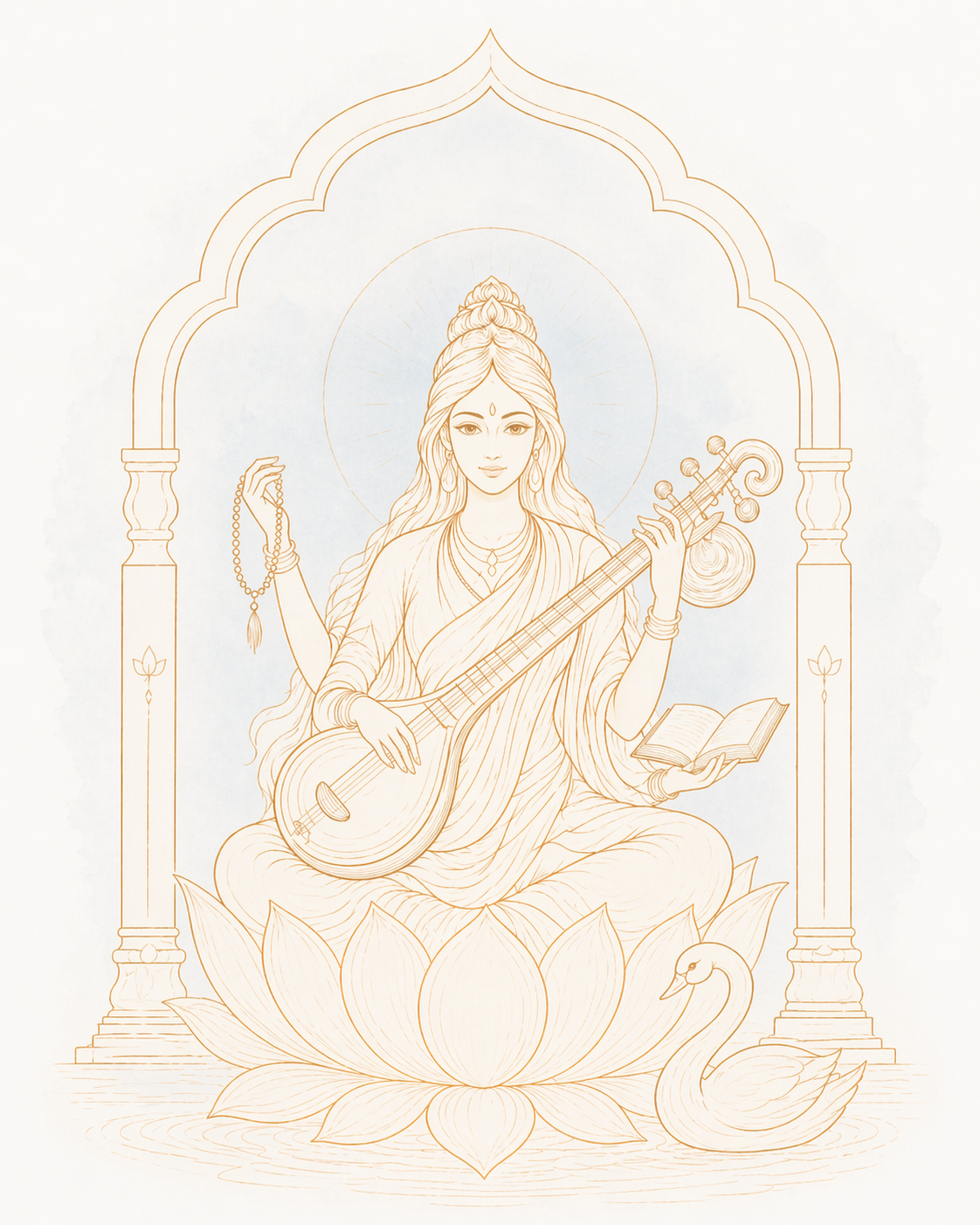 Goddess Saraswati lifestyle illustration