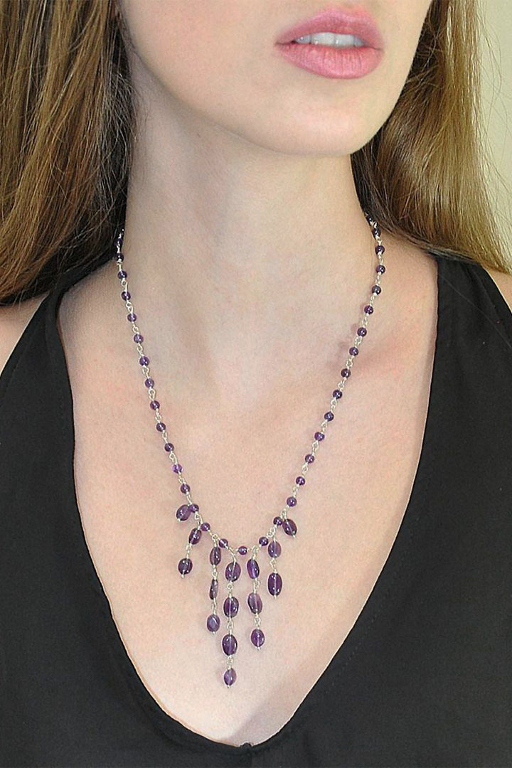 Sivalya Amethyst Multi Layers Lariat Necklace