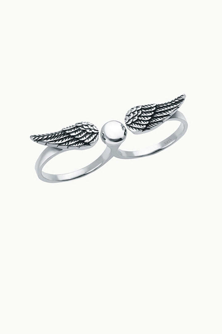 Wings Two Finger Ring Sterling Silver