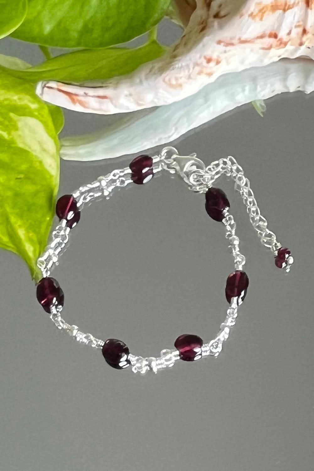 Sivalya Blessed Guidance Garnet Sterling Silver Bracelet