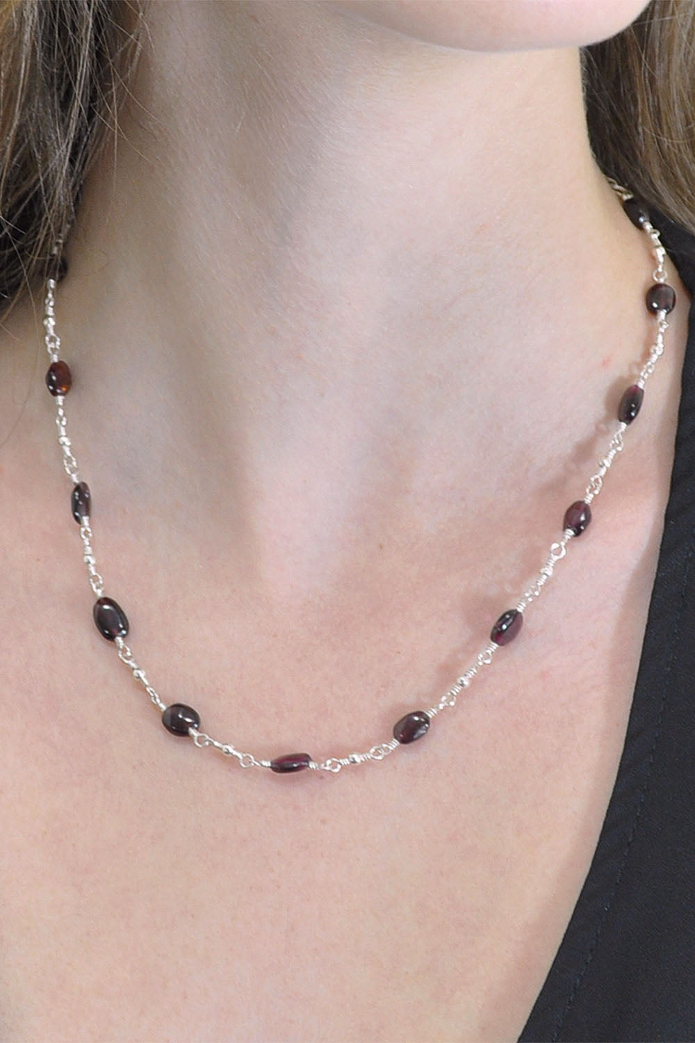 Sivalya Blessed Guidance Garnet Sterling Silver Necklace