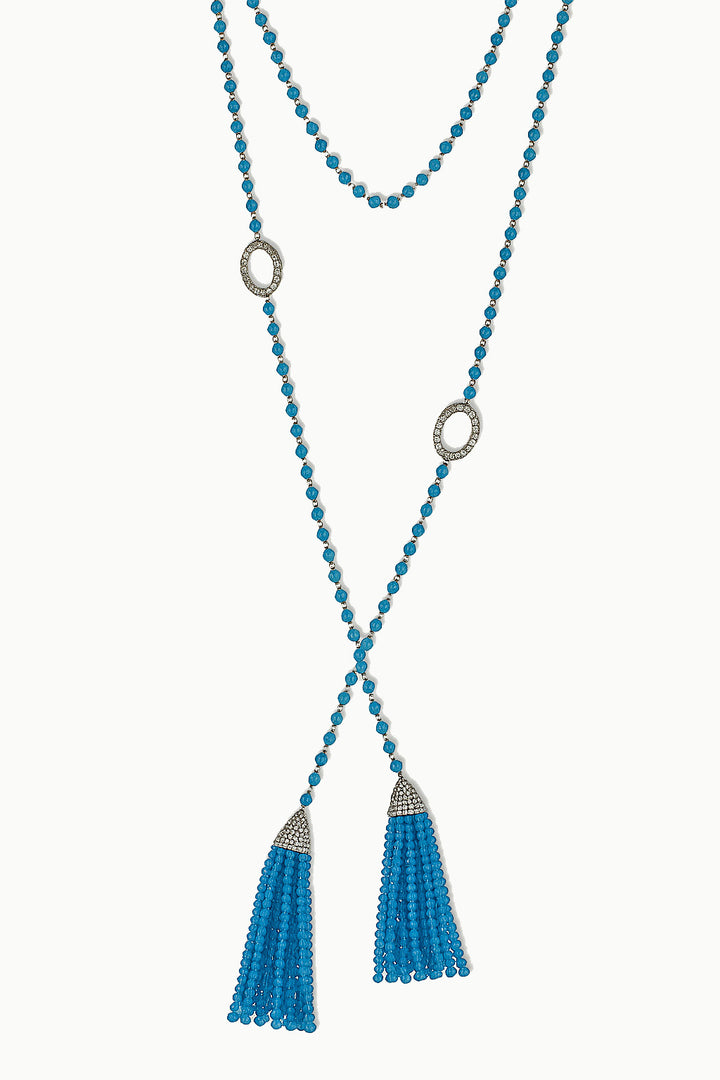 Sivalya Tassels Lariat Necklace Blue Topaz