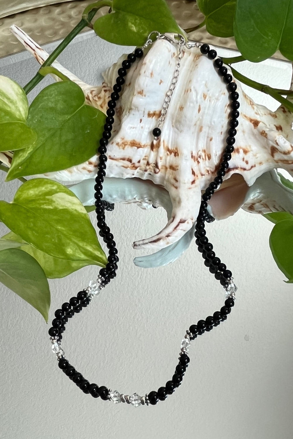 Sivalya Clarity Black Onyx and Quartz Crystals Necklace