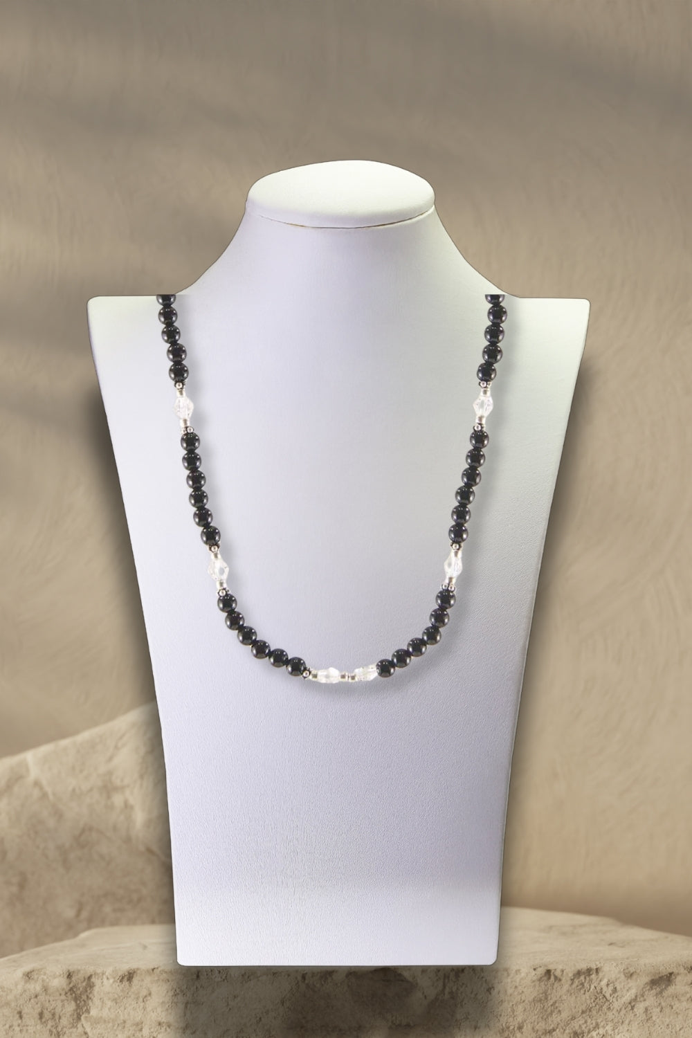 Sivalya Clarity Black Onyx and Quartz Crystals Necklace