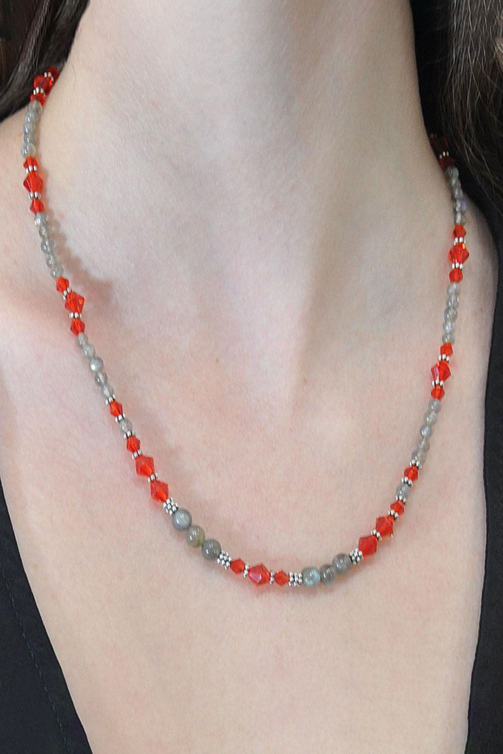 Sivalya Divine Energy Labradorite and Red Crystals Necklace