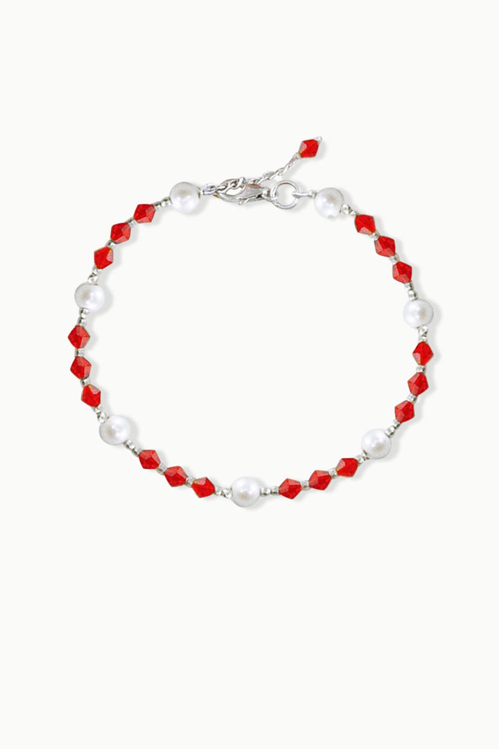 Sivalya Divine Energy Pearls and Red Crystals Bracelet