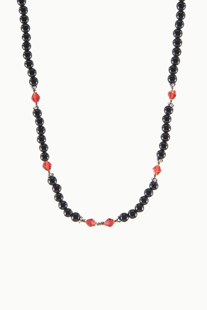 Sivalya Divine Energy Black Onyx and Red Crystals Necklace