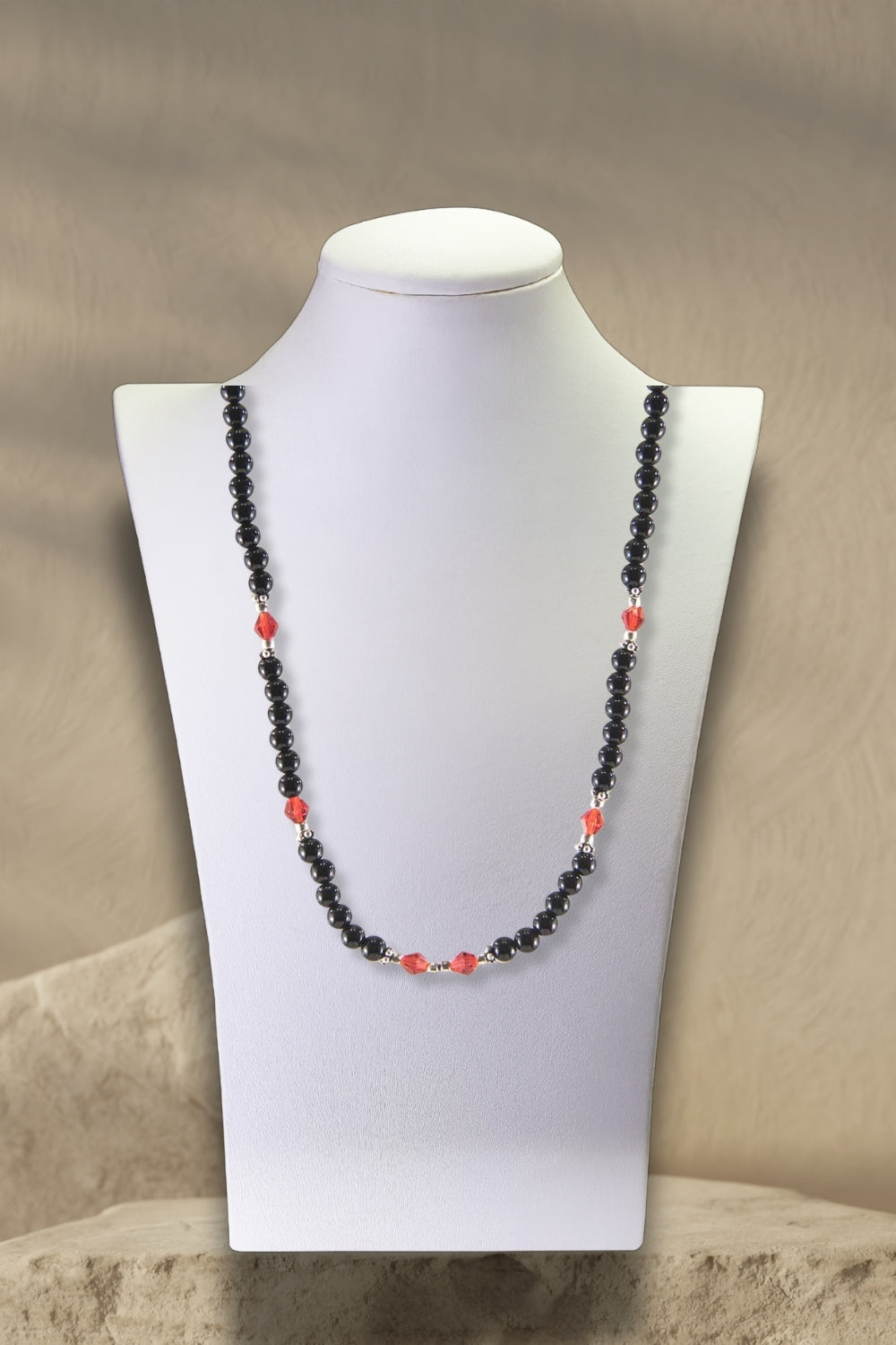 Sivalya Divine Energy Black Onyx and Red Crystals Necklace