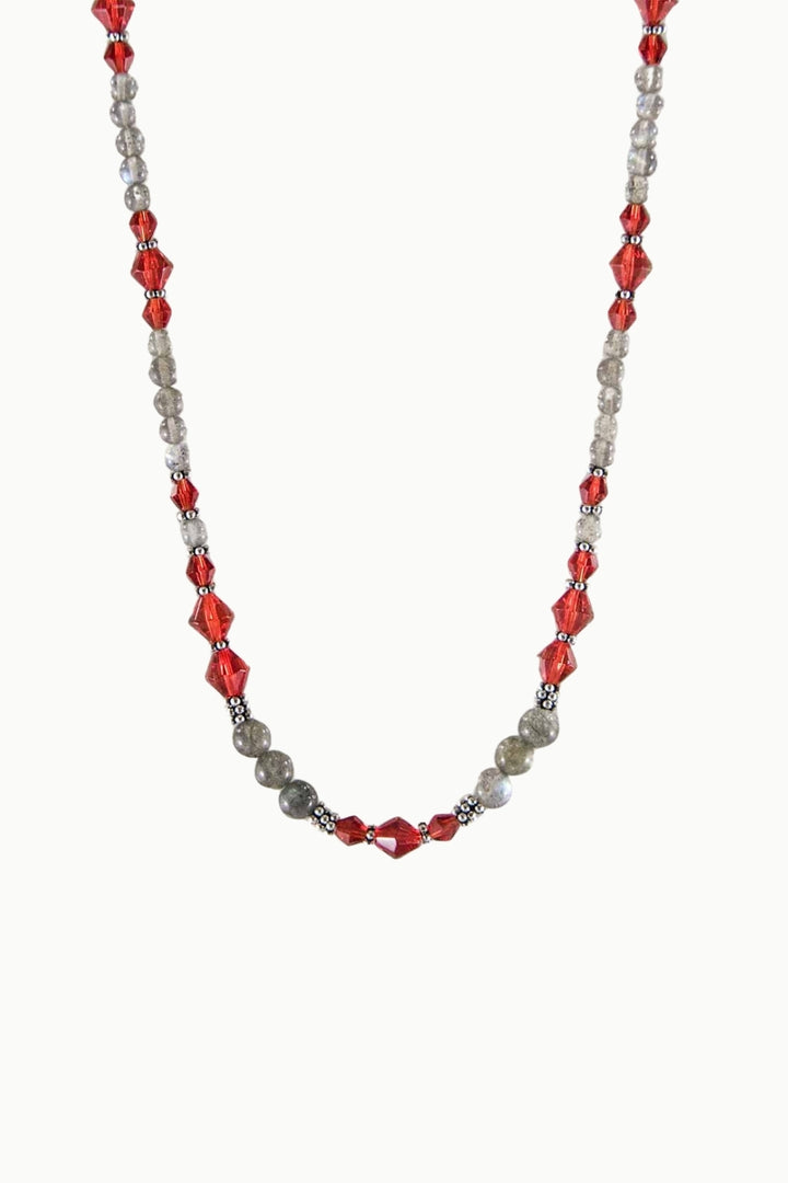 Sivalya Divine Energy Labradorite and Red Crystals Necklace