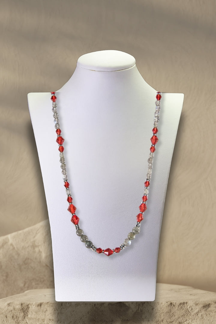 Sivalya Divine Energy Labradorite and Red Crystals Necklace