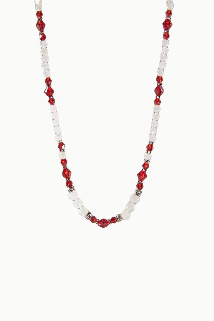 Sivalya Divine Energy Moonstone and Red Crystals Necklace